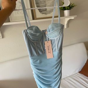 Brand new Oh Polly Overload Mesh Bodycon Corset Mini dress in Blue!
